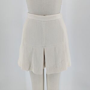 Tibi A Line Shorts Ivory 4 preppy tennis prep casual textured zip pockets